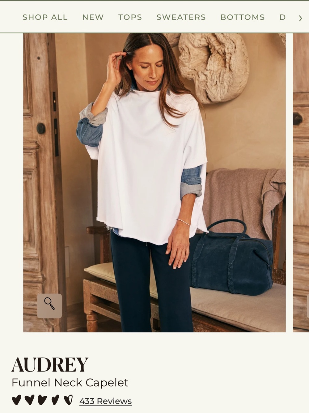 Frank & Eileen Audrey French terry funnel neck sweatshirt white